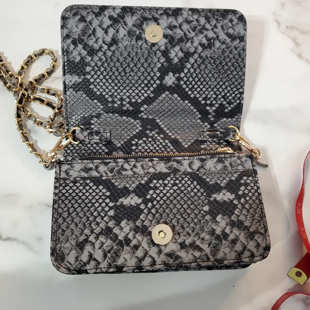 Bebe Purple Snakeskin Crossbody Bag